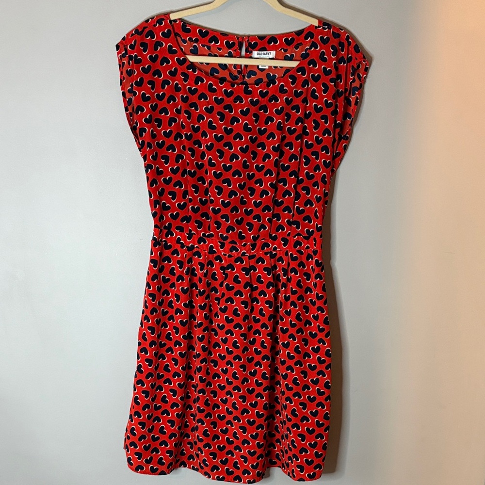 Old Navy Red and Blue Mini Heart Dress